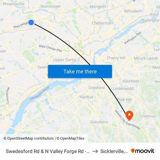 Swedesford Rd & N Valley Forge Rd - Mbfs to Sicklerville, NJ map