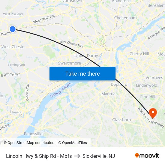 Lincoln Hwy & Ship Rd - Mbfs to Sicklerville, NJ map