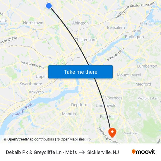 Dekalb Pk & Greycliffe Ln - Mbfs to Sicklerville, NJ map
