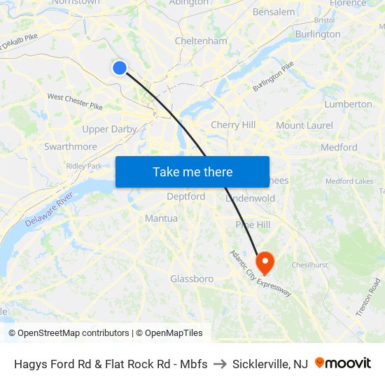 Hagys Ford Rd & Flat Rock Rd - Mbfs to Sicklerville, NJ map