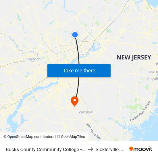 Bucks County Community College - 2 to Sicklerville, NJ map