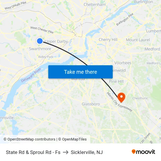 State Rd & Sproul Rd - Fs to Sicklerville, NJ map