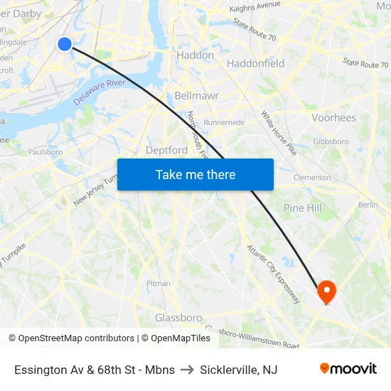 Essington Av & 68th St - Mbns to Sicklerville, NJ map