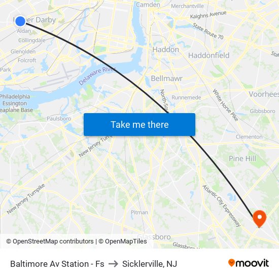 Baltimore Av Station - Fs to Sicklerville, NJ map