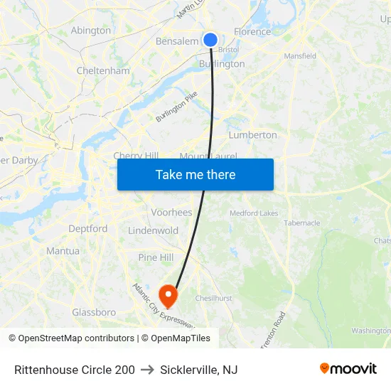 Rittenhouse Circle 200 to Sicklerville, NJ map