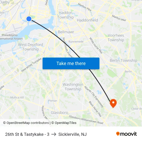 26th St & Tastykake - 3 to Sicklerville, NJ map