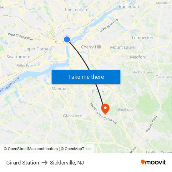 Girard Station to Sicklerville, NJ map