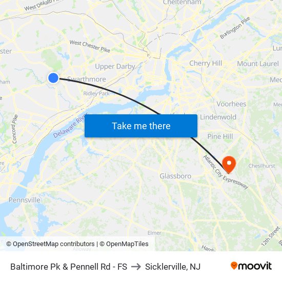 Baltimore Pk & Pennell Rd - FS to Sicklerville, NJ map