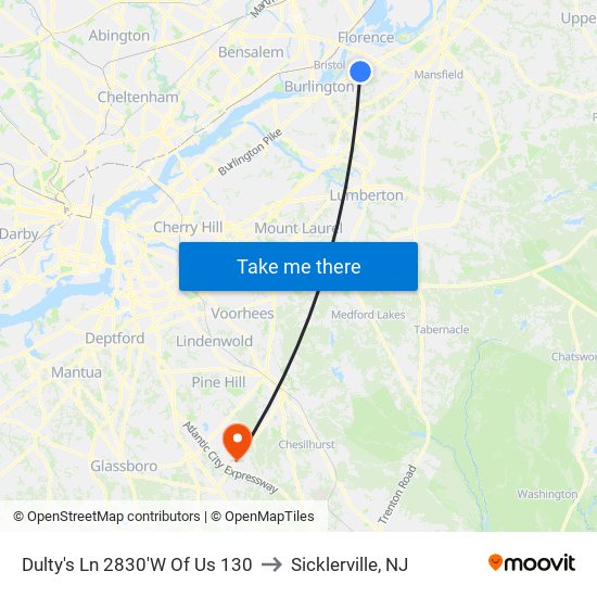 Dulty's Ln 2830'W Of Us 130 to Sicklerville, NJ map