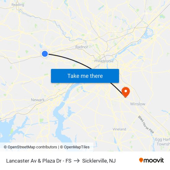 Lancaster Av & Plaza Dr - FS to Sicklerville, NJ map