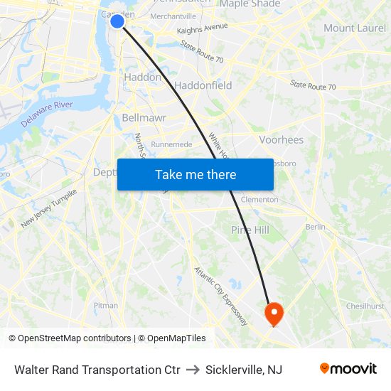 Walter Rand Transportation Ctr to Sicklerville, NJ map