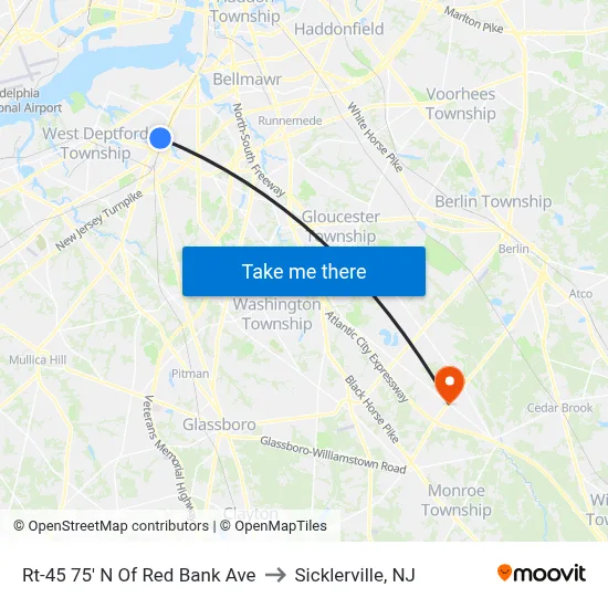 Rt-45 75' N Of Red Bank Ave to Sicklerville, NJ map