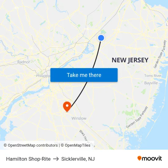 Hamilton Shop-Rite to Sicklerville, NJ map