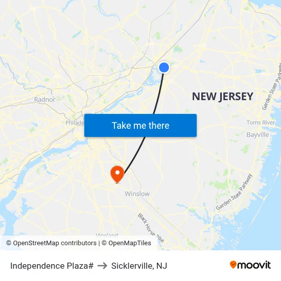 Independence Plaza# to Sicklerville, NJ map