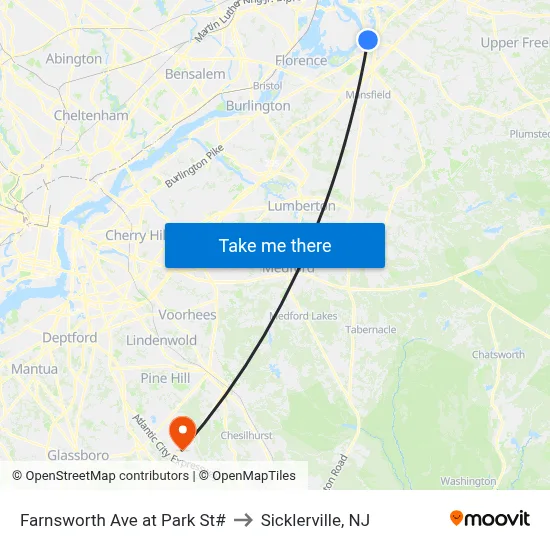 Farnsworth Ave at Park St# to Sicklerville, NJ map