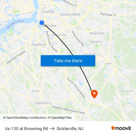 Us-130 at Browning Rd to Sicklerville, NJ map