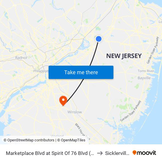 Marketplace Blvd at Spirit Of 76 Blvd (Chase Bank) to Sicklerville, NJ map