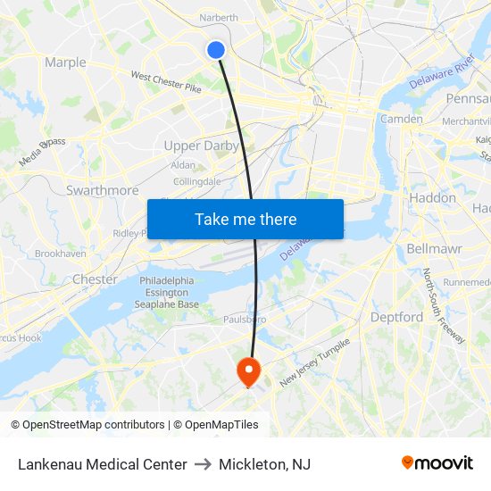 Lankenau Medical Center to Mickleton, NJ map