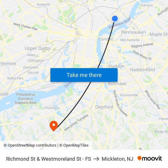 Richmond St & Westmoreland St - FS to Mickleton, NJ map