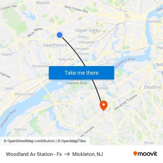 Woodland Av Station - Fs to Mickleton, NJ map