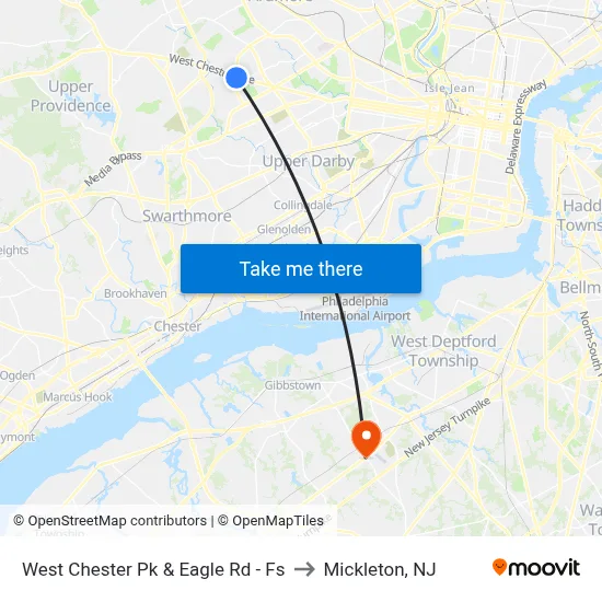 West Chester Pk & Eagle Rd - Fs to Mickleton, NJ map