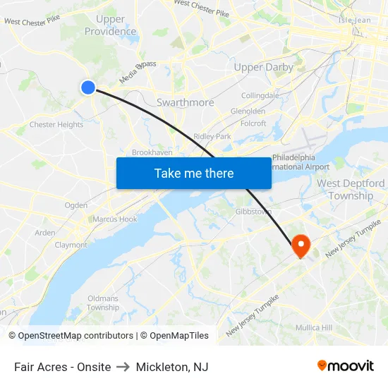 Fair Acres - Onsite to Mickleton, NJ map