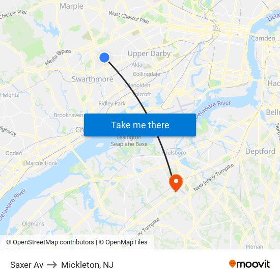 Saxer Av to Mickleton, NJ map