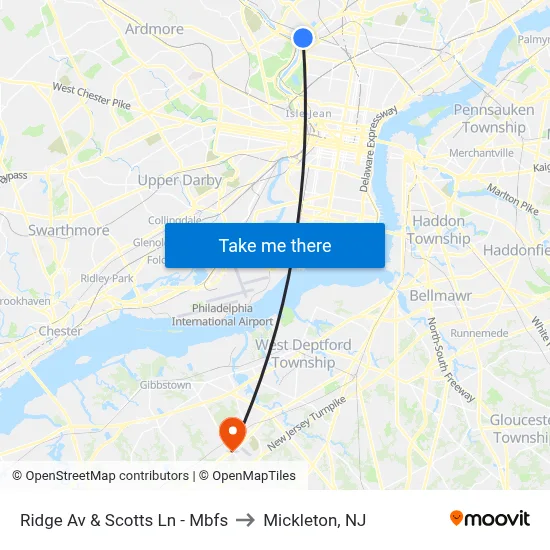 Ridge Av & Scotts Ln - Mbfs to Mickleton, NJ map