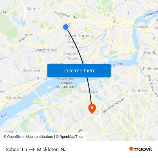 School Ln to Mickleton, NJ map