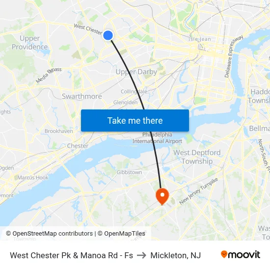 West Chester Pk & Manoa Rd - Fs to Mickleton, NJ map
