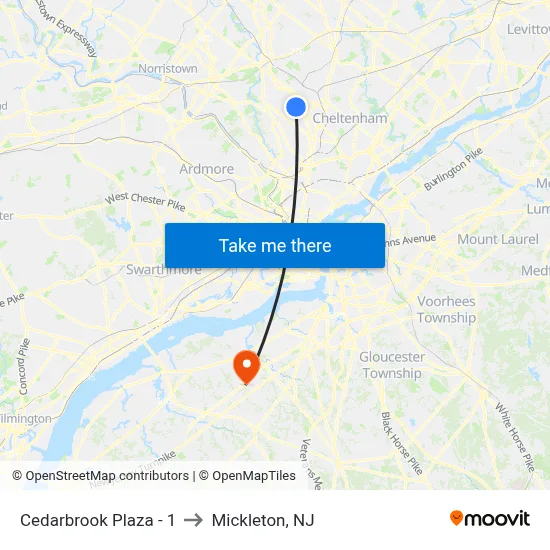 Cedarbrook Plaza - 1 to Mickleton, NJ map