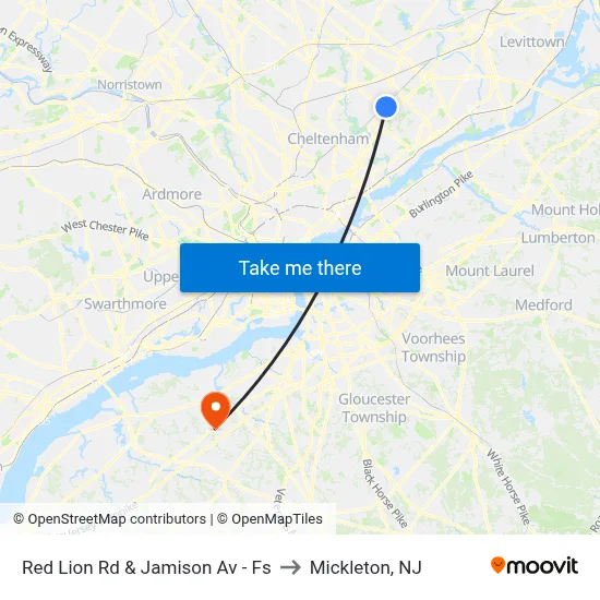 Red Lion Rd & Jamison Av - Fs to Mickleton, NJ map