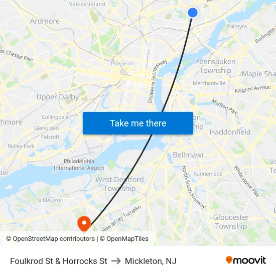 Foulkrod St & Horrocks St to Mickleton, NJ map