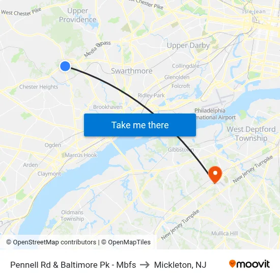 Pennell Rd & Baltimore Pk - Mbfs to Mickleton, NJ map