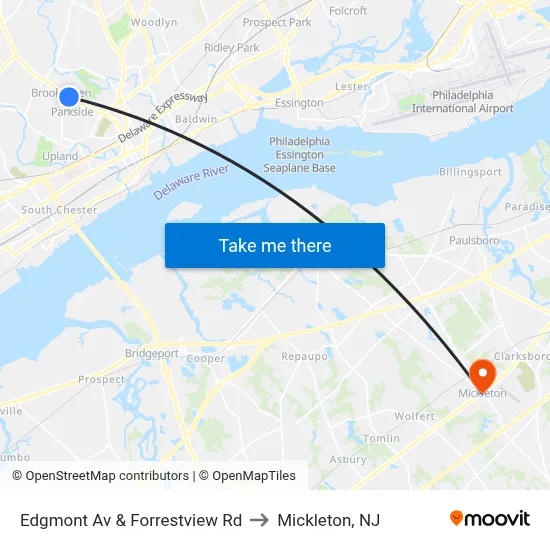 Edgmont Av & Forrestview Rd to Mickleton, NJ map