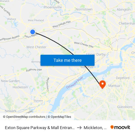 Exton Square Parkway & Mall Entrance to Mickleton, NJ map