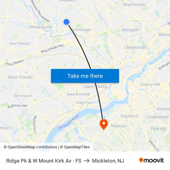 Ridge Pk & W Mount Kirk Av - FS to Mickleton, NJ map