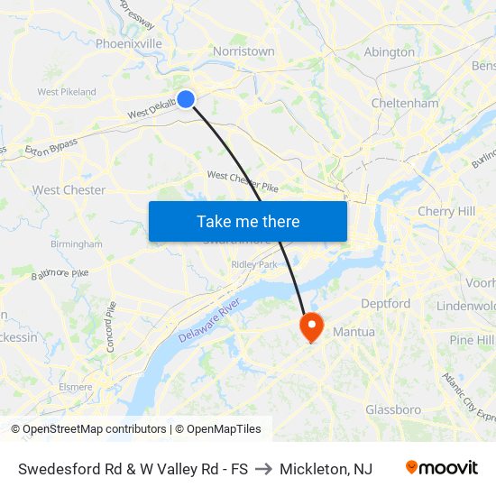 Swedesford Rd & W Valley Rd - FS to Mickleton, NJ map