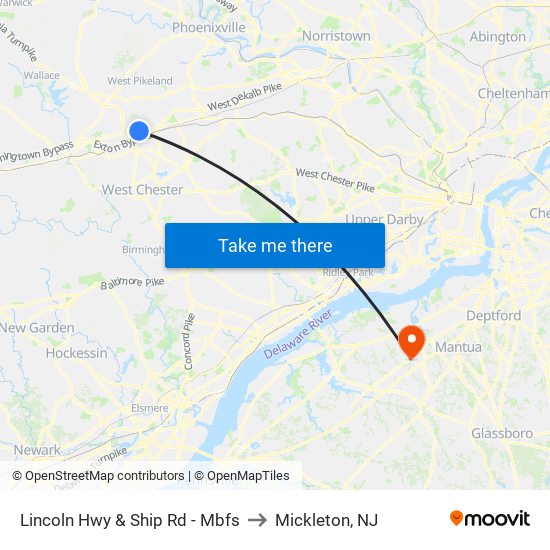 Lincoln Hwy & Ship Rd - Mbfs to Mickleton, NJ map