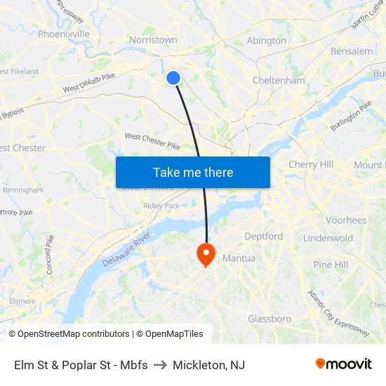 Elm St & Poplar St - Mbfs to Mickleton, NJ map