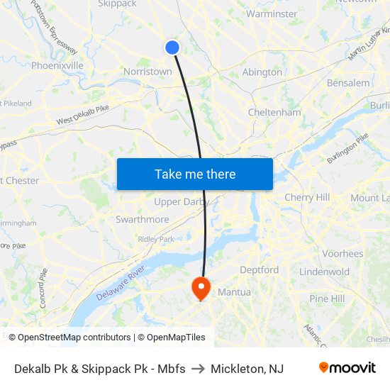 Dekalb Pk & Skippack Pk - Mbfs to Mickleton, NJ map