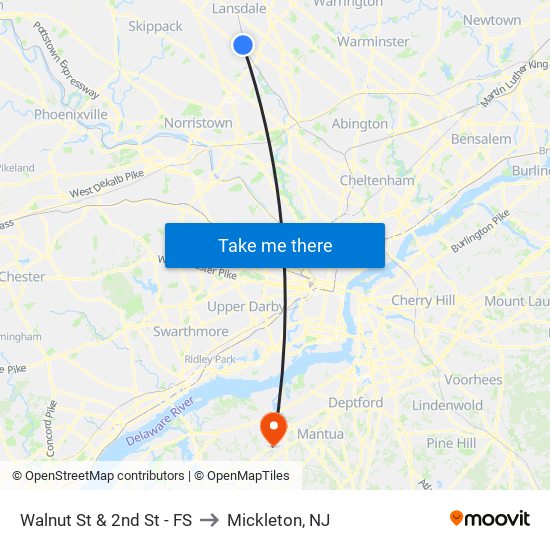 Walnut St & 2nd St - FS to Mickleton, NJ map