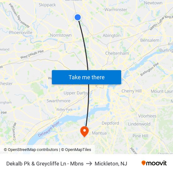 Dekalb Pk & Greycliffe Ln - Mbns to Mickleton, NJ map