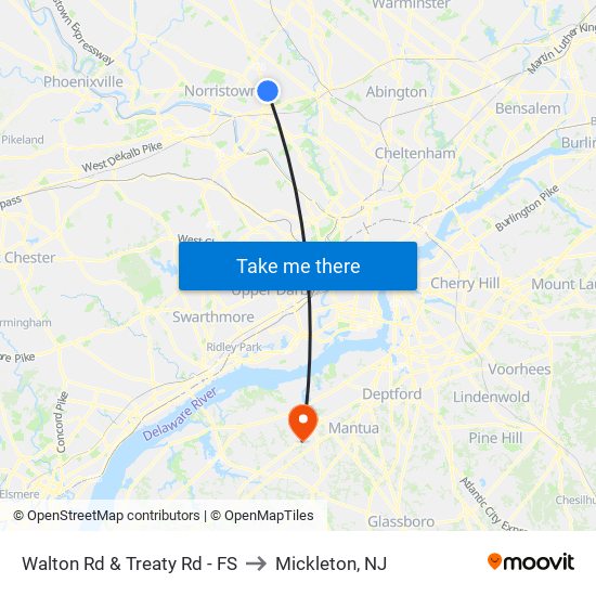 Walton Rd & Treaty Rd - FS to Mickleton, NJ map