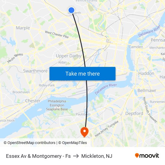 Essex Av & Montgomery - Fs to Mickleton, NJ map