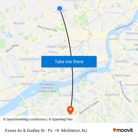 Essex Av & Dudley St - Fs to Mickleton, NJ map