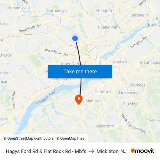 Hagys Ford Rd & Flat Rock Rd - Mbfs to Mickleton, NJ map