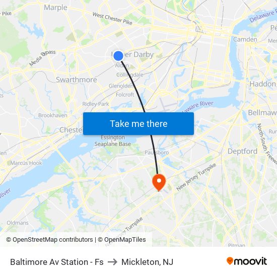 Baltimore Av Station - Fs to Mickleton, NJ map
