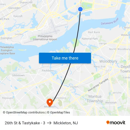 26th St & Tastykake - 3 to Mickleton, NJ map