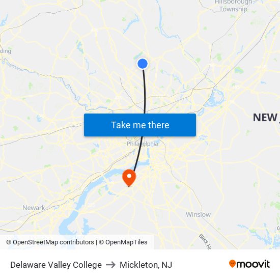 Delaware Valley College to Mickleton, NJ map